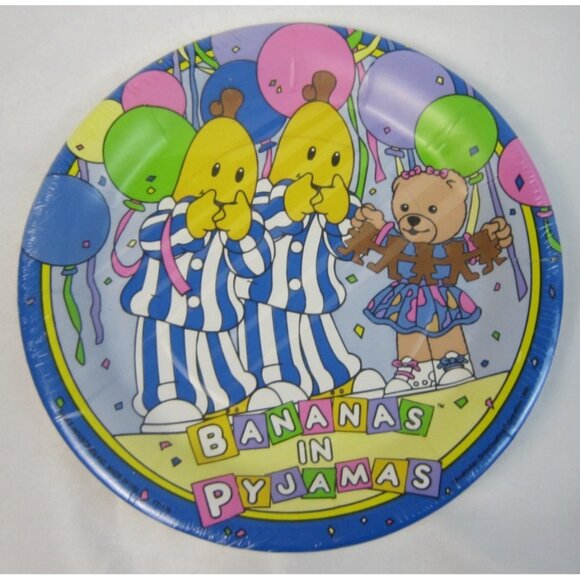 Bananas In Pyjamas Birthday Party Paper Plates 1996 - 8 Plates - New Old Stock - Picture 1 of 6